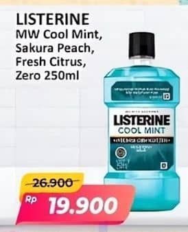 Promo Harga Listerine Mouthwash Antiseptic Cool Mint, Sakura Peach, Fresh Citrus, Zero 250 ml - Alfamart