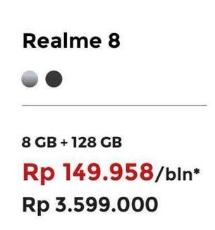 Promo Harga REALME 8 Cyber Black 8GB+128GB, Cyber Silver 8GB+128GB 1 pcs - Erafone