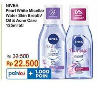 Promo Harga Nivea MicellAir Skin Breathe Micellar Water Oil Acne Care, Pearl White 125 ml - Indomaret
