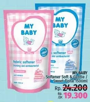 Promo Harga MY BABY Fabric Softener Soft Gentle, Sweet Floral 1500 ml - LotteMart