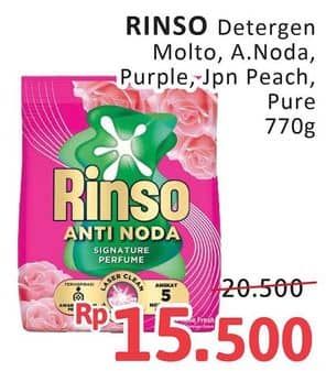 Promo Harga Rinso Anti Noda Deterjen Bubuk + Molto Purple Perfume Essence, + Molto Japanese Peach 770 gr - Alfamidi