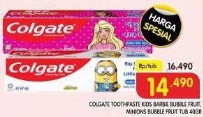 Promo Harga Colgate Toothpaste Kids Barbie, Minion 40 gr - Superindo