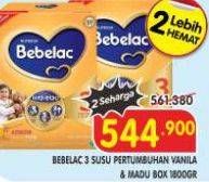 Promo Harga Bebelac 3 Susu Pertumbuhan Madu, Vanila 1800 gr - Superindo