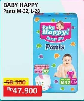 Promo Harga Baby Happy Body Fit Pants M32, L28 28 pcs - Alfamart