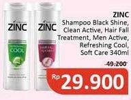 Promo Harga Zinc Shampoo Black Shine, Clean Active, Hair Fall Treatment, Men Active Cool, Refreshing Cool, Soft Care 340 ml - Alfamidi