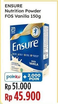 Promo Harga Ensure Nutrition Powder FOS Vanila 150 gr - Indomaret