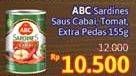 Promo Harga ABC Sardines Saus Cabai, Saus Tomat, Saus Ekstra Pedas 155 gr - Alfamidi