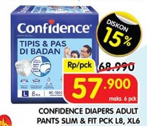 Promo Harga Confidence Adult Pants Tipis & Pas Di Badan L8, XL6 6 pcs - Superindo