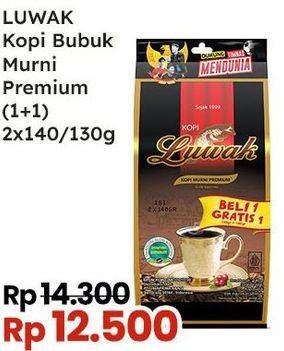 Promo Harga Luwak Kopi Murni Premium per 2 bag 140 gr - Indomaret