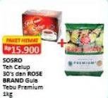 Promo Harga Sosro Teh Celup + Rose Brand Gula Pasir  - Alfamart