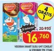 Promo Harga Vidoran Xmart UHT Coklat, Strawberry 175 ml - Superindo