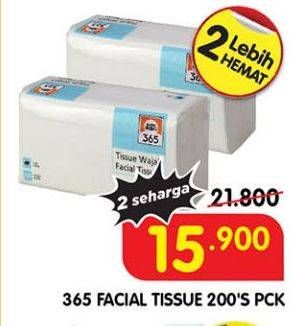 Promo Harga 365 Facial Tissue 200 sheet - Superindo