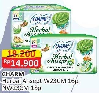 Promo Harga Charm Herbal Ansept+ NonWing 23cm, Wing 23cm 16 pcs - Alfamart