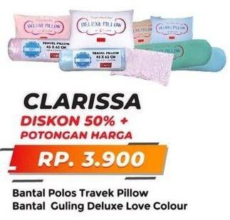Promo Harga CLARISSA Bantal Polos Travel, Bantal Guling Deluxe Love Colour  - Yogya
