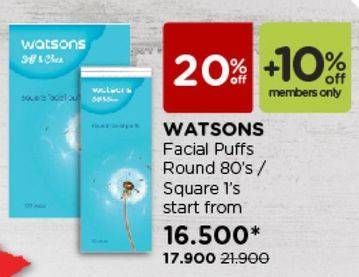Promo Harga Round Facial Puff 80s / Square Puff 1s  - Watsons