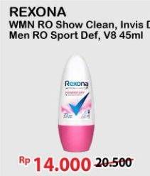 Promo Harga Rexona Deo Roll On Invisible Dry, Shower Clean, Powder Dry 50 ml - Alfamart