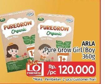 Promo Harga ARLA Puregrow Organic 1+ Boys, Girls 360 gr - LotteMart