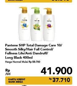 Promo Harga PANTENE Shampoo Anti Dandruff, Hair Fall Control, Silky Smooth Care, Total Damage Care, Long Black 400 ml - Carrefour
