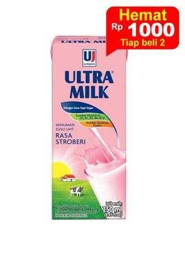 Promo Harga Ultra Milk Susu UHT Stroberi 250 ml - Indomaret