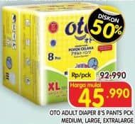 Promo Harga OTO Adult Diapers Pants L8, M8, XL8 8 pcs - Superindo