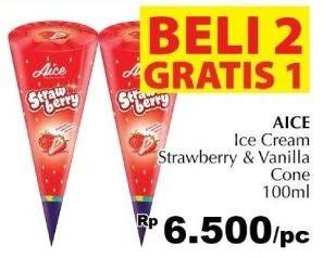 Promo Harga AICE Cone Strawberry 100 ml - Giant