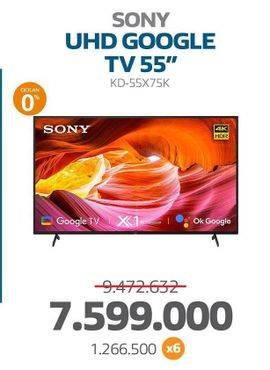 Promo Harga Sony X75K Ultra HD 4K High Dynamic Range (HDR) Smart TV (Google TV) KD-55X75K 55 Inch  - Electronic City