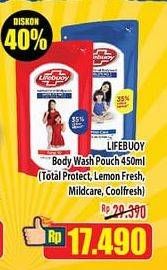 Promo Harga LIFEBUOY Body Wash Cool Fresh, Lemon Fresh, Mild Care, Total 10 450 ml - Hypermart