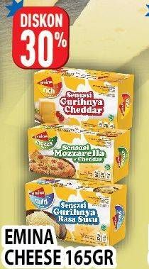 Promo Harga EMINA Cheddar Cheese Mild, Mozza, Rich 165 gr - Hypermart