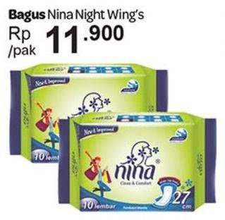 Promo Harga Bagus Nina Night Wing 27cm 10 pcs - Carrefour