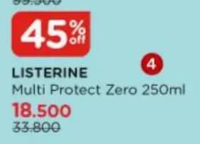 Promo Harga Listerine Mouthwash Antiseptic Multi Protect Zero 250 ml - Watsons
