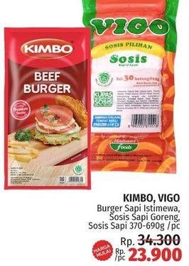 Promo Harga Kimbo, Vigo Burger Istimewa, Sosis Sapi Goreng, Sosisi Sapi 370-690/ pc  - LotteMart