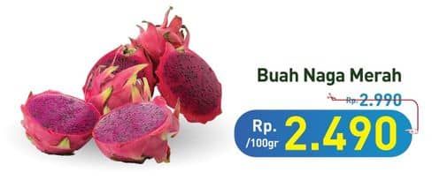 Buah Naga Merah per 100 gr Diskon 16%, Harga Promo Rp2.490, Harga Normal Rp2.990