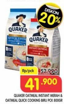 Promo Harga Quaker Oatmeal Instant, Quick Cooking 800 gr - Superindo