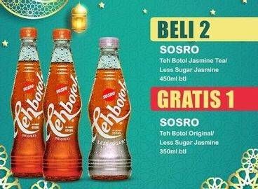 Promo Harga SOSRO Teh Botol Original, Less Sugar 450 ml - Indomaret