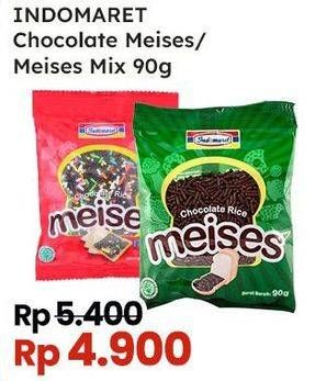 Promo Harga Indomaret Meises Chocolate, Mix 90 gr - Indomaret