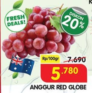 Promo Harga Anggur Red Globe per 100 gr - Superindo