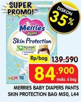 Promo Harga Merries Pants Skin Protection L44, M50 44 pcs - Superindo