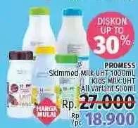 Promo Harga Promess Skimmed Milk UHT / UHT Kids  - LotteMart