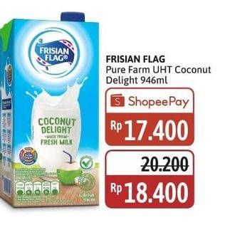 Promo Harga Frisian Flag Susu UHT Purefarm Coconut Delight 946 ml - Alfamidi