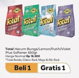 Promo Harga Total Detergent Softener Harum Bunga, Harum Lemon, Putih, Violet Breeze 650 gr - Carrefour
