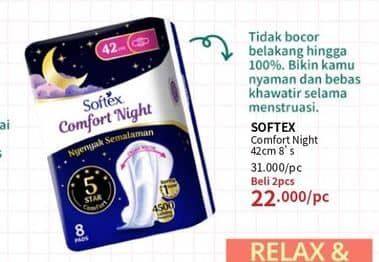 Promo Harga Softex Comfort Night Wing 42cm 8 pcs - Guardian