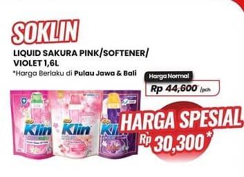 Promo Harga So Klin Liquid Detergent + Softergent Soft Sakura, + Softergent Pink 1600 ml - Carrefour