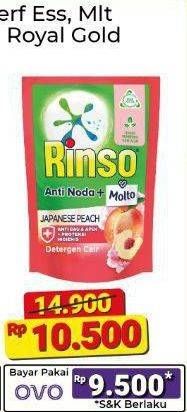 Promo Harga Rinso Liquid Detergent + Molto Korean Strawberry, + Molto Japanese Peach, + Molto Royal Gold 565 ml - Alfamart