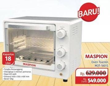 Promo Harga MASPION MOT-1801S | Oven Toaster 425 W Kapasitas 18ltr  - Lotte Grosir