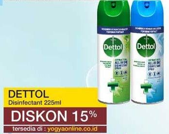 Promo Harga DETTOL Disinfectant Spray Crips Breeze, Spray Morning Dew 225 ml - Yogya