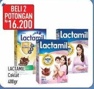 Promo Harga LACTAMIL Pregnasis Susu Bubuk Ibu Hamil Cokelat per 2 box 400 gr - Hypermart