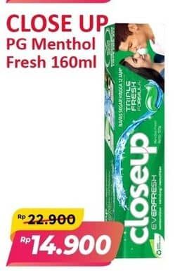 Promo Harga Close Up Pasta Gigi Everfresh Menthol Fresh 160 gr - Alfamart