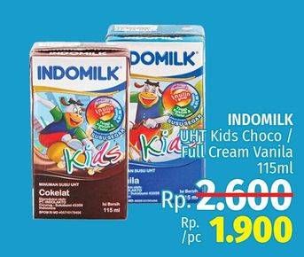 Promo Harga INDOMILK Susu UHT Kids Full Cream, Cokelat 115 ml - LotteMart