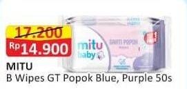 Promo Harga Mitu Baby Wipes Ganti Popok Blue Charming Lily, Purple Playful Fressia 50 pcs - Alfamart