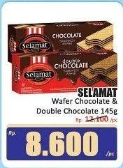 Promo Harga Selamat Wafer Chocolate, Double Chocolate 145 gr - Hari Hari